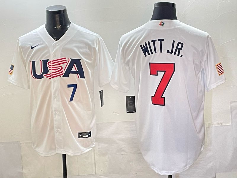 Men 2026 World Cub USA #7 Witt jr white Nike MLB Jersey style 06